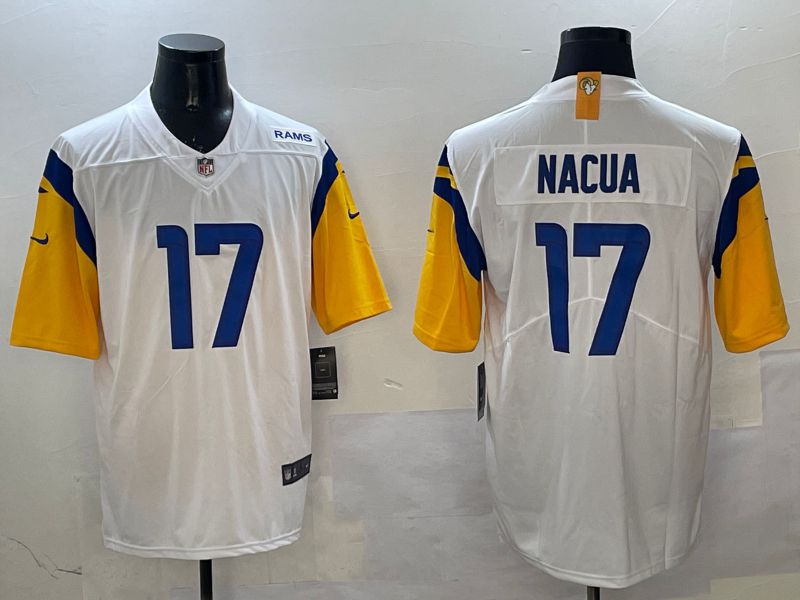 Men Los Angeles Rams #17 Nacua White Second generation 2025 Nike Limited NFL Jersey style 3->san francisco giants->MLB Jersey
